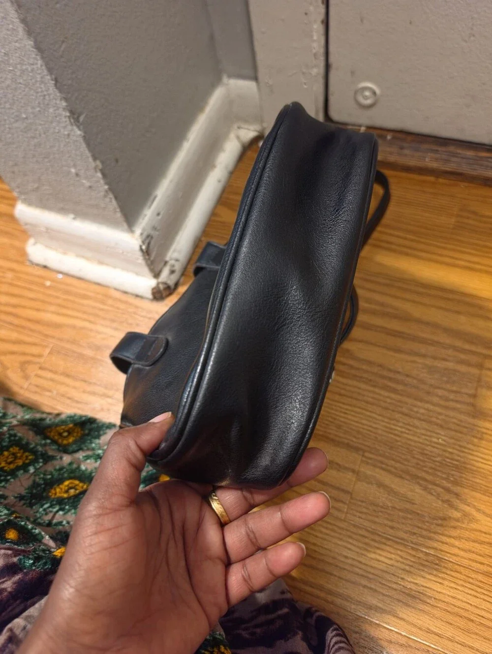 Black Leather Satchel with Dual Carry Straps